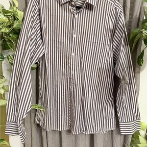 Ben Sherman brown and White Striped Casual Shirt long sleeve size large